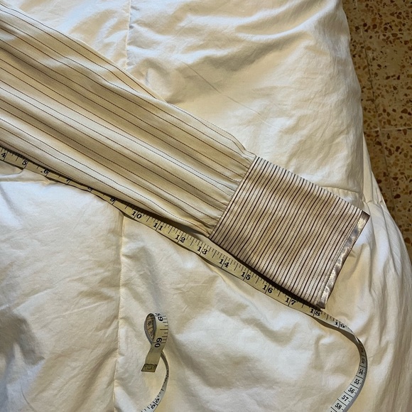 VTG  Pinstripe brown ruffle front hook and loop closing silk edge Ham detail - Picture 15 of 15